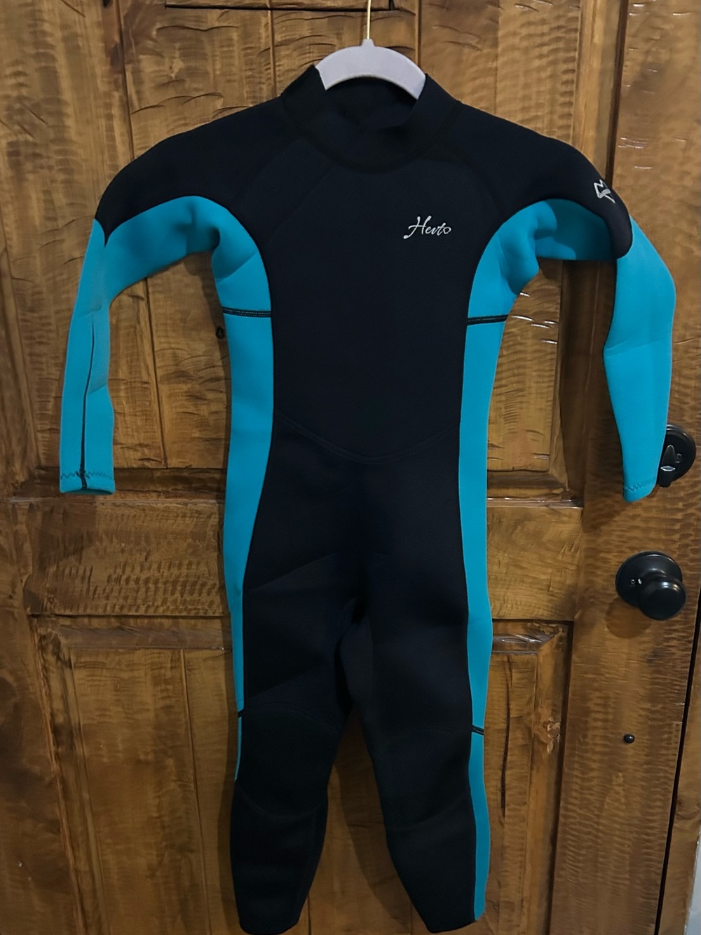 Hevto Guardian Kids' Black & Teal Full Wetsuit - Kids Swim
